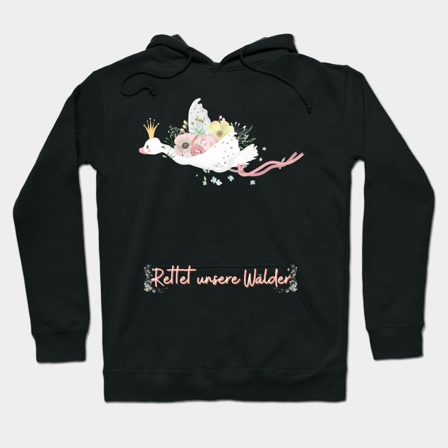 Schwan Fliegen Wald Retten Prinzessin Blumen Süß Hoodie by Maggini Art